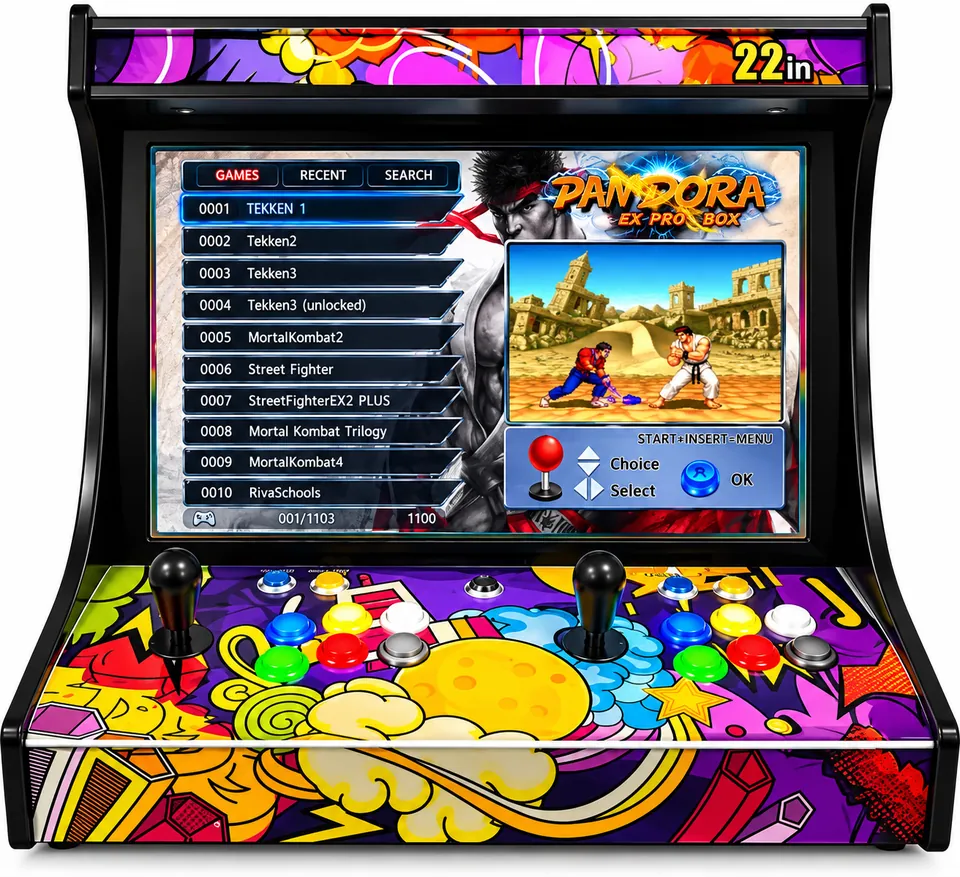 22” Ekranlı Bartop Arcade 10.000+ Oyunlu Metal Arcade Kabin